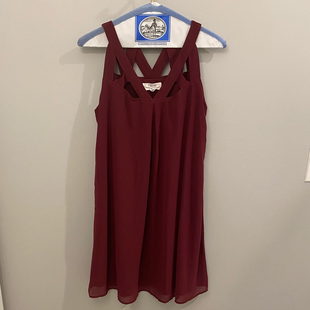 Maroon/Burgundy Sleeveless Dress w/ Cutout Details